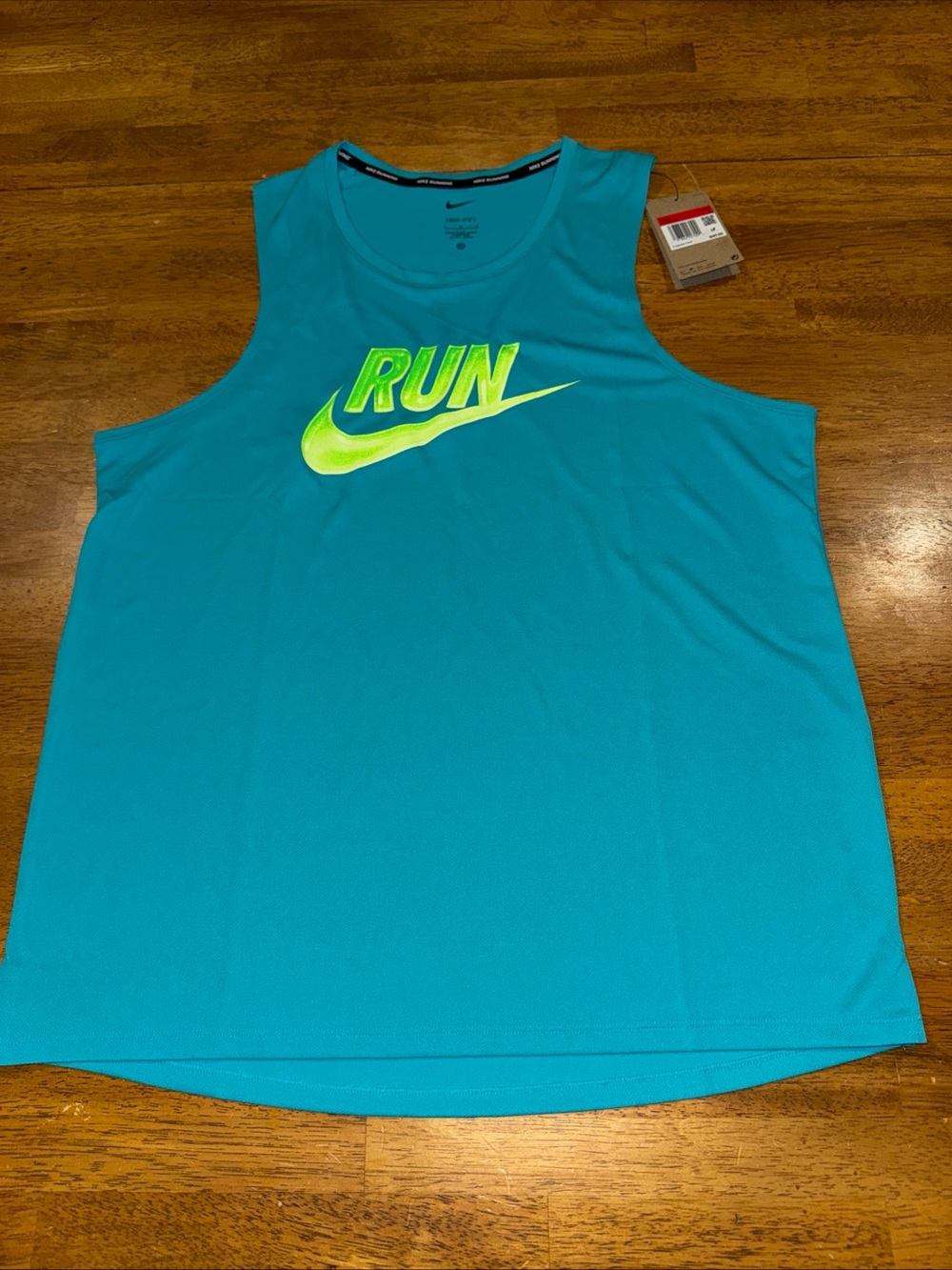 Nike Men’s DRI FIT Running Training Miler Tank Top Green Large HJ4164-345 New